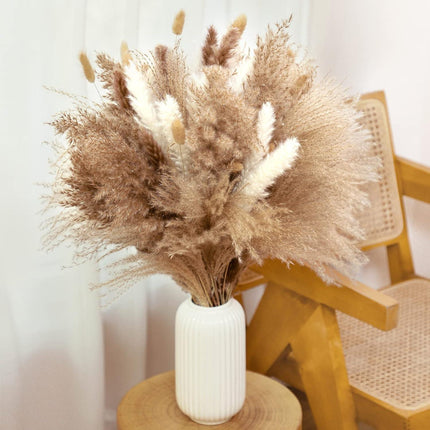 120 Pcs Dried Pampas Grass 17 Inch White Pompas Bouquet Fluffy Dry Pompous Bunny Tails Flower Small Pampass for Room Boho Home Farmhouse Decorations Wedding Pompass Flowers Arrangement Decor.
