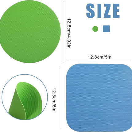 4pcs Jar Opener, Rubber, Multi-function Silicone Bottle Opener for Seniors with Arthritis Weak Hands Lid Cap Gripper Pads Kitchen Coasters Gadgets(Light Blue, Green).