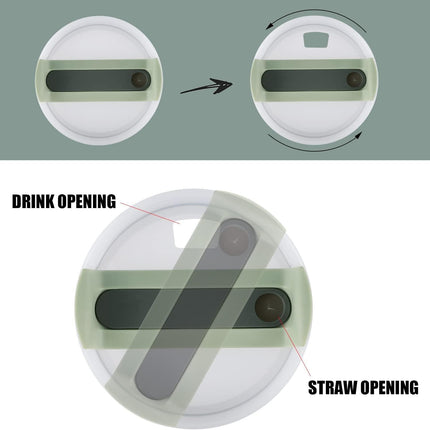 2pcs Green Tumbler Lids for Stanley Adventure Quencher & Quencher H2.0 40oz, No Leakage, Slide Closure, Plastic & Silicone, Dishwasher Safe.