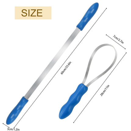 Dual-Sided Shedding Blade Dogs Hair Brush - Stainless Steel Grooming Horse Tool with No-slip Grip - Fine Teeth for Long, Short.