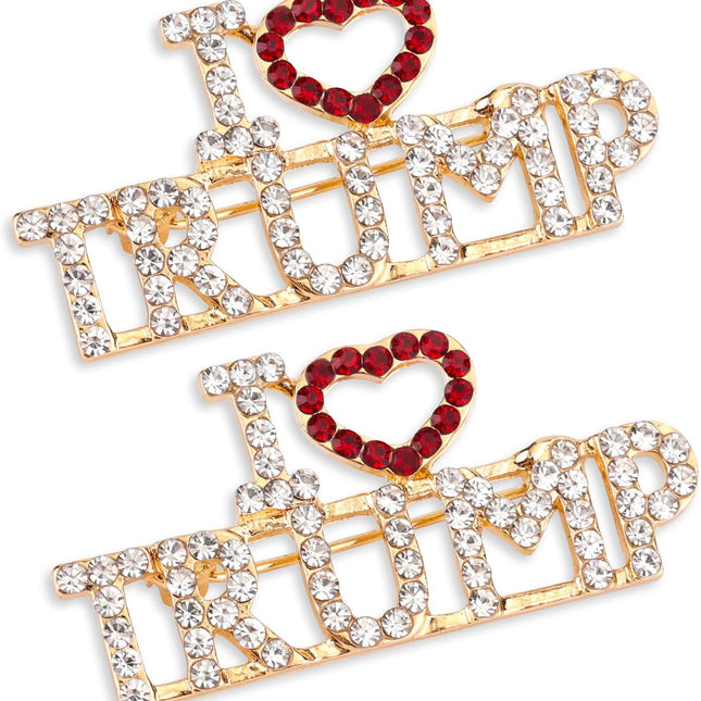 2pcs Crystal Trump Brooch - Official Trump 2024 Lapel Pin with Clear Container for Presidential Election Souvenir Gifts.