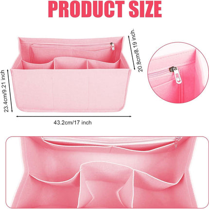 Rubber Beach Bag Organizer Compatible with Bogg Bag/Simply Southern Tote, Tote Organizer Insert Felt Bag Organizer Insert with 7 Pockets, Only for Bogg Bag XL Size (Pink).