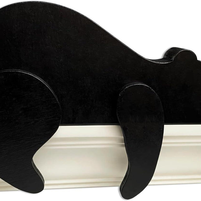 Woodland Nursery Decor For Baby, Black Bear Decoration, Wooden Wilderness Sleeping Bear, Safari Forest Decor For Classroom Bedroom Nursery Room Shelf (Black).