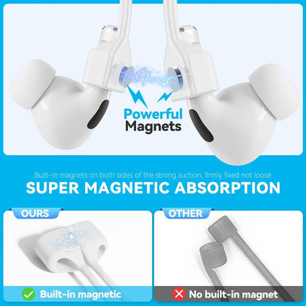 AirPod Strap with Magnetic,AirPod Lanyard Anti-Lost Cord for Sports Anti-Loss, AirPod Accessories Compatible with AirPods 4 Case 2024, AirPod Pro 2nd/1st, AirPod 3, AirPod 2/1- White 1 Pack.