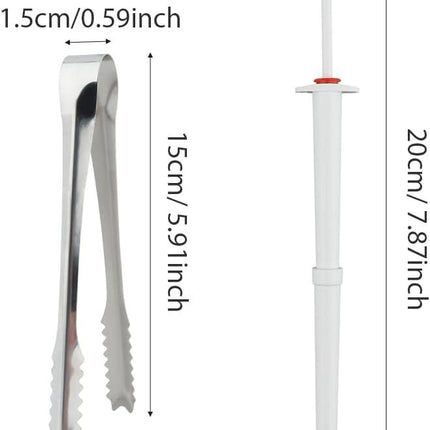 6Pcs Pickle Grabber Tool, Pickle Picker Deluxe Pickle Pincher with Ice Tongs, Stainless Steel l and Plastic Pickle Grabber Tool Olive Pepper Grabber for Kitchen Food.