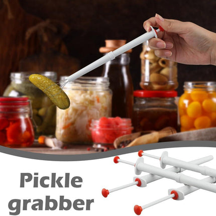 6Pcs Pickle Grabber Tool, Pickle Picker Deluxe Pickle Pincher with Ice Tongs, Stainless Steel l and Plastic Pickle Grabber Tool Olive Pepper Grabber for Kitchen Food.