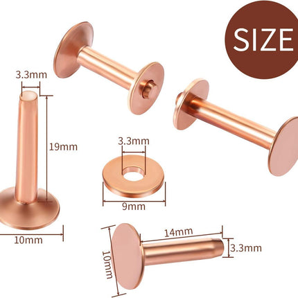 50 Pcs Copper Rivet and Burr 9 and #12 Copper Leather Brass Rivets Fastener Install Setting Tool with Hole Punch Cutter Kit for Belts Wallets Collars Leather Working Supplies.