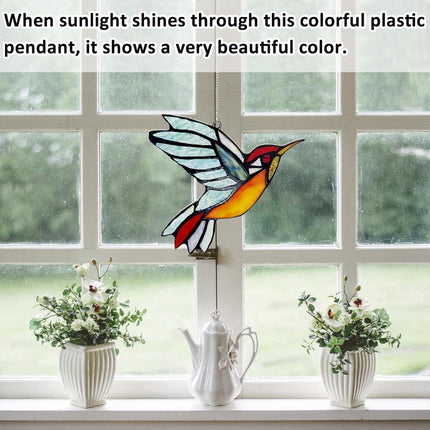 Hummingbird Suncatcher, Plastic Bird Window Hanging with Metal Chain, Colorful Bird Sun Catcher Gifts for Mother Family and Birds Lovers.