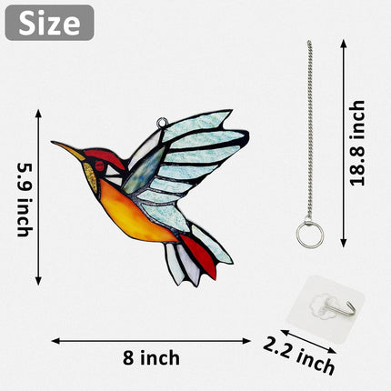 Hummingbird Suncatcher, Plastic Bird Window Hanging with Metal Chain, Colorful Bird Sun Catcher Gifts for Mother Family and Birds Lovers.