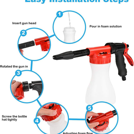 Car Foam Gun,    - Adjustable Ratio Dial Car Snow Soap Gun Fit Low Water Pressure Universal Standard Garden Hose, Blaster Car Washer Sprayer for Home Garden Use.