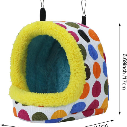 Bird Hanging Hammock Winter Warm Parrot Nest House Bed Plush Snuggle Pet Cave Hammock Toy for Conure Lovebird Budgie Parakeet Cockatiel Cage Accessory (Medium).