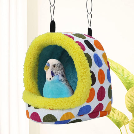 Bird Hanging Hammock Winter Warm Parrot Nest House Bed Plush Snuggle Pet Cave Hammock Toy for Conure Lovebird Budgie Parakeet Cockatiel Cage Accessory (Medium).
