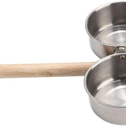 Bird Perch with Feeder CupsBowls Stainless Steel Odorless with Holder Hanger for Outside Durable Water Food Dispenser for Parakeet Cockatiel Conure African Grey Macaw Cage Accessories (B-20CM).
