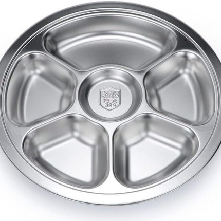 Stainless Steel Round Divided Plate 6 Sections.
