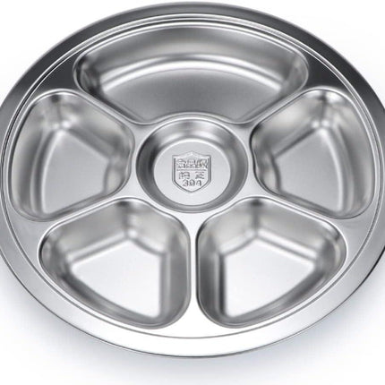 Stainless Steel Round Divided Plate 6 Sections.