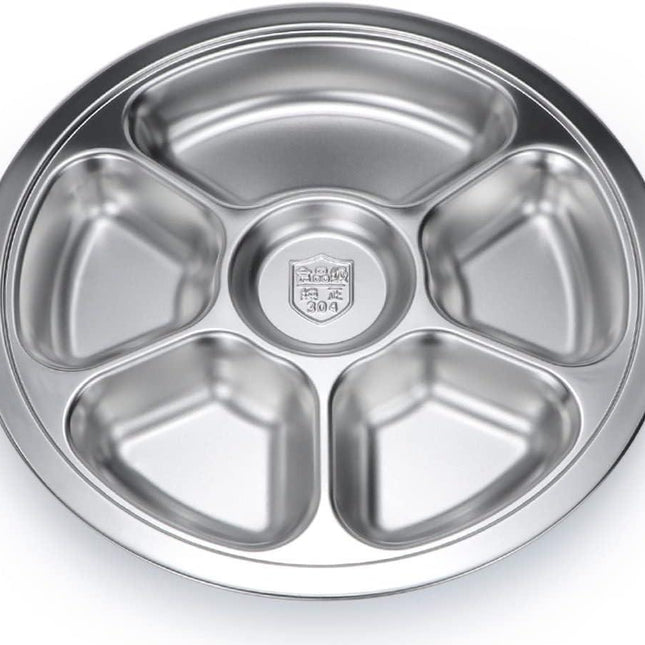 Stainless Steel Round Divided Plate 6 Sections.