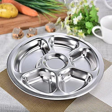 Stainless Steel Round Divided Plate 6 Sections.
