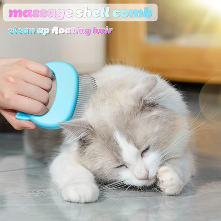 Cat Comb Pet Cat Short & Long Hair Removal Massaging Shell Comb Soft Deshedding Brush Grooming and Shedding Matted Fur Remover Massage Dematting Tool for Dog Puppy Rabbit Bunny (3 Piece).