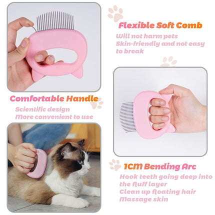 Cat Comb Pet Cat Short & Long Hair Removal Massaging Shell Comb Soft Deshedding Brush Grooming and Shedding Matted Fur Remover Massage Dematting Tool for Dog Puppy Rabbit Bunny (3 Piece).