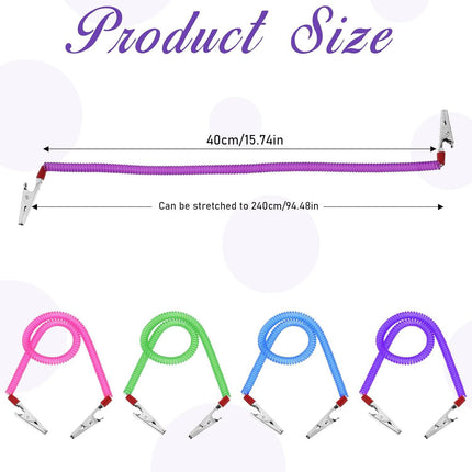 4Pcs Bib Holder Clip Dental Napkin Clip, Neck Chains with Metal Clips for Dental Clinic, Colorful Dentist Bib Holder Clip Napkin Dental Bib Clips for Bibs Face Cover Kids Adult and Elderly.