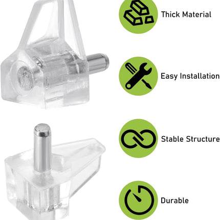 1/8 Inch (3mm) Shelf Support Peg Shelf Pegs Clear Plastic Cabinet Shelf Pins Shelf Holder Pins Replacement Pegs Furniture Shelves Holder Pegs for Kitchen Furniture Cabinet Bookcase, 30Pcs.