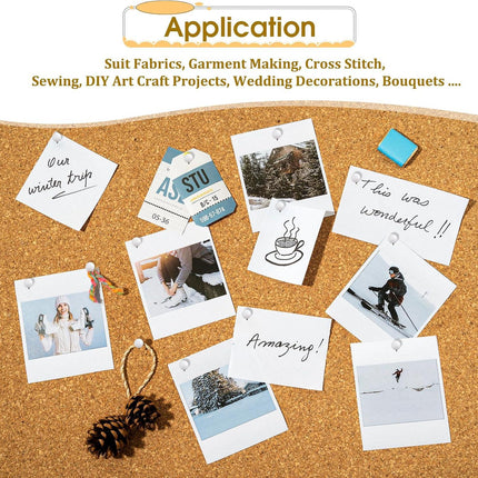 200 PCS Round Head Thumb Tacks Map Tacks Push Pins, Sewing Pins for Fabric Round Short World Map Pin Board Cork Boards Decorative Thumb Tacks for Sewing Craft Wedding Holiday DIY(White).