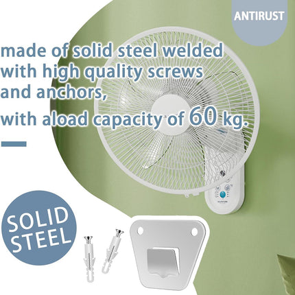 2-Set Wall Mounting Fan Bracket, Heavy Duty Wall Mounting Fan Bracket Holders for Oscillation Fans Solid Steel Fan Wall Mount Bracket with Fastening Screws for Wall Fan Mounting Bracket.