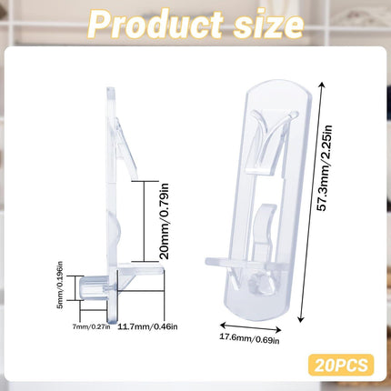 20 Pcs Plastic Locking Shelf Pins, 5mm Shelf Pins 3/4” Cabinet Shelf Clips Self-Locking Bracket Clips Shelf Support Clips Shelf Holders Pegs Shelf Support Pegs for Kitchen Furniture Bookcase.