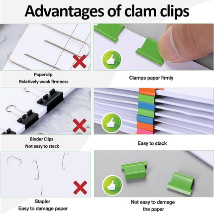2 Pcs Portable Handheld Paper Clam Clip Dispenser Paper Clam Clip Dispenser with 100 Pcs Paper Clam Clip Refills Mini Push Stapler Paper Cip Dispenser Paper Clamps for Fixing Paper Documents.