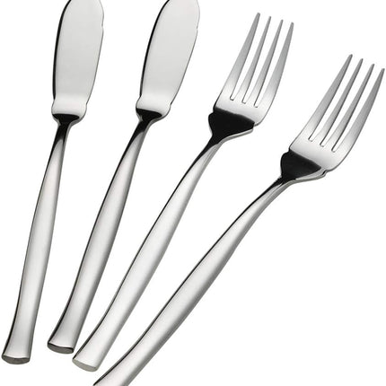 8-Piece Stainless Steel Fish Forks and Knives, Serving Set.
