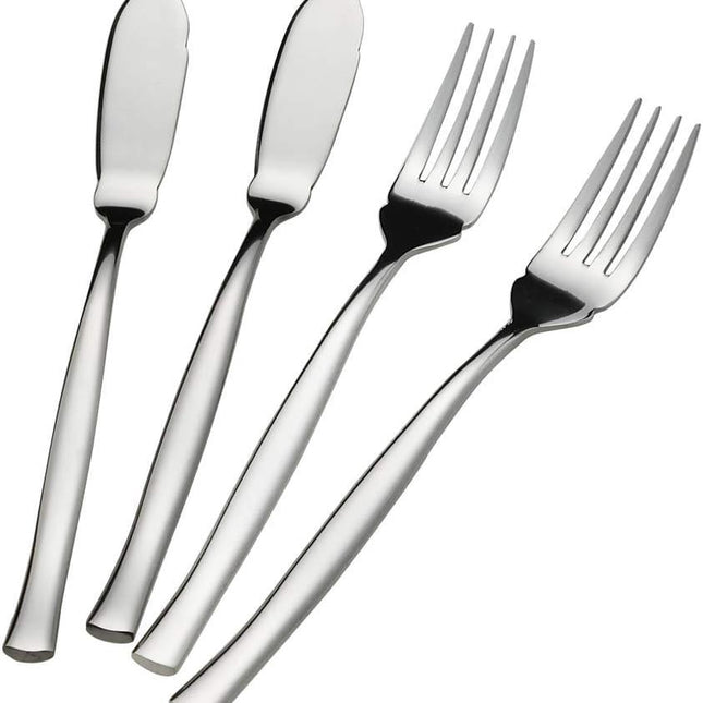 8-Piece Stainless Steel Fish Forks and Knives, Serving Set.