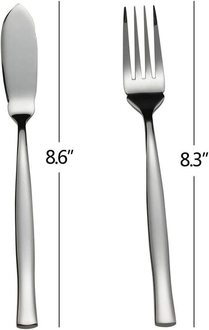 8-Piece Stainless Steel Fish Forks and Knives, Serving Set.