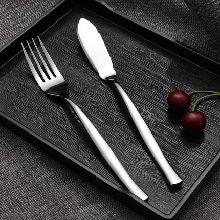 8-Piece Stainless Steel Fish Forks and Knives, Serving Set.
