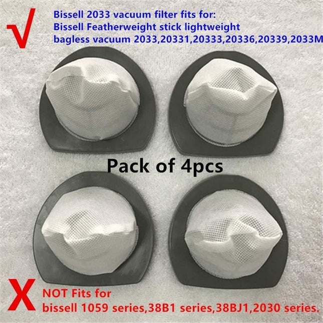 2033 Replacement filter fits for Bissell 2033 vacuum Filter Assembly for Bissell Featherweight Stick Lightweight Bagless Vac 2033,20331,20333,20336,20339,2033M Series #1611508-4 pack.