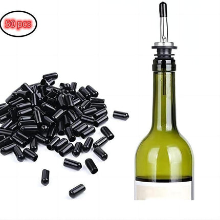 50 Pcs Pourers Dust Covers Olive Oil Liquor Bottle Pour Spout Cover Rubber Caps (Not Include the Spout).