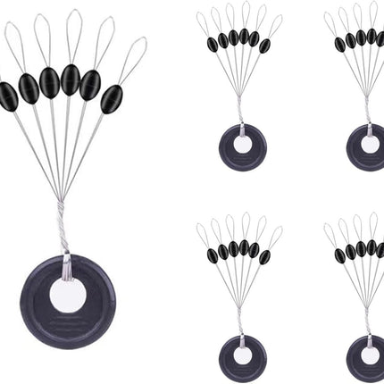 240 Pieces Middle-Sized Fishing Rubber Bobber Beads Stoppers 6 in 1 Black Float Sinker Stops.