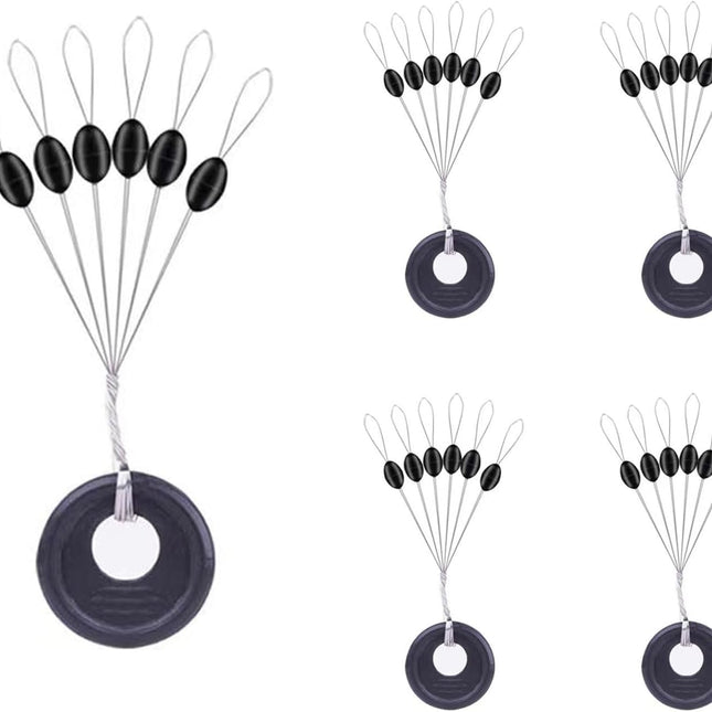 240 Pieces Middle-Sized Fishing Rubber Bobber Beads Stoppers 6 in 1 Black Float Sinker Stops.