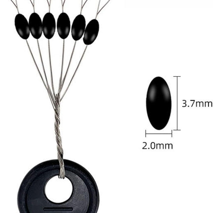 240 Pieces Middle-Sized Fishing Rubber Bobber Beads Stoppers 6 in 1 Black Float Sinker Stops.