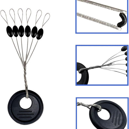 240 Pieces Middle-Sized Fishing Rubber Bobber Beads Stoppers 6 in 1 Black Float Sinker Stops.