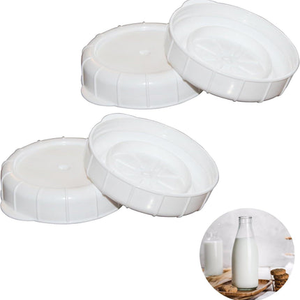 4 PCS Glass Bottle Replacement Caps with Tampered Evident Seal,48mm Diameter Bottle Lids Compatible With Stanpac & Libbey Milk Glass Bottles.Reusable,Long-Lasting and Easy to Clean Bottle Caps.