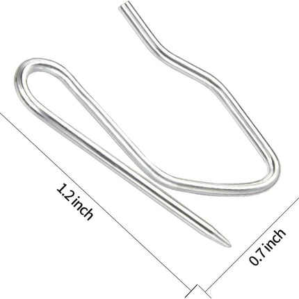 18pcs Metal Curtain Hooks, 1.2 Inch Drapery Pin and Hook for Pleated Drapes, Stainless Steel Door/Window/Shower Curtain, Silver.