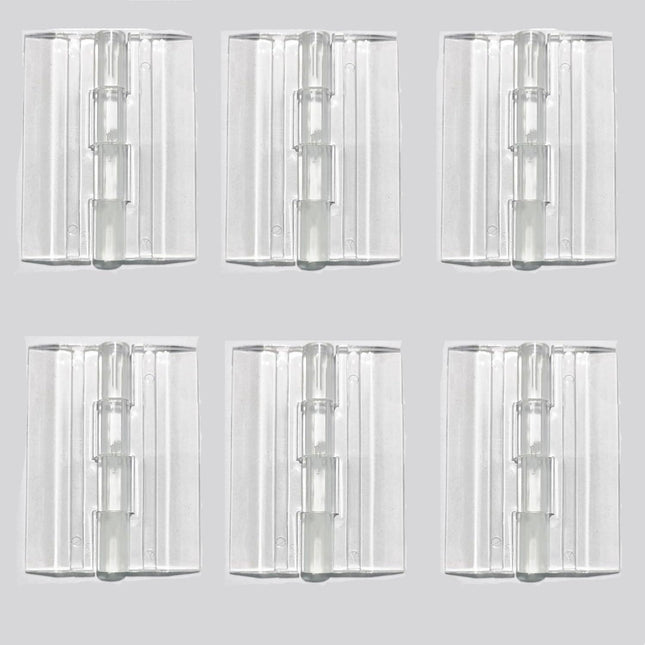 6 Pcs Acrylic Hinges Self Adhesive Clear Small Hinges Plastic Transparent Continuous Piano Hinge Folding Hinge Tools for Cabinet Drawer Furniture DIY Display Stand 45x35 mm.