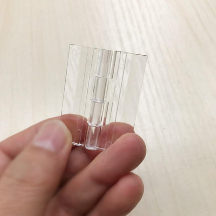 6 Pcs Acrylic Hinges Self Adhesive Clear Small Hinges Plastic Transparent Continuous Piano Hinge Folding Hinge Tools for Cabinet Drawer Furniture DIY Display Stand 45x35 mm.