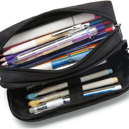 Pencil Case Large Capacity Pencil Pouch Aesthetic Pen Bag Office Stationery Organizer Simple Durable Multifunctional Pencil Bag for Adults - Black.