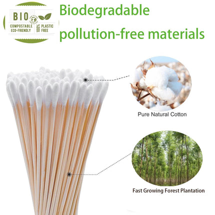 200PCS Cotten Swab Applicators, 6 Inch Long Wooden Cotton Swabs - Cleaning Gun Sterile Medical Q Sticks Tips Applicator With Wood Handle - Makeup & Ear Cleaner Remover Tools - For Ceramics, Jewelry.