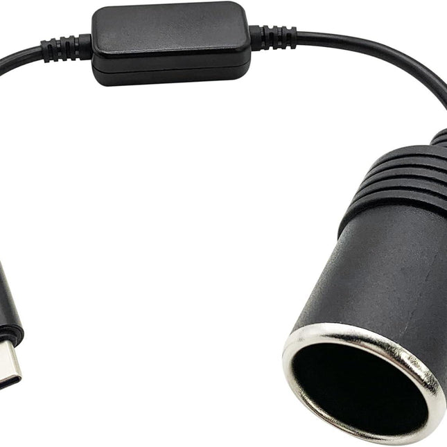 USB C Male to 12V Car Cigarette Lighter Socket Female Converter Cable 1 Ft,USB C to Cigarette Lighter Adapter for Dash Cam, GPS.