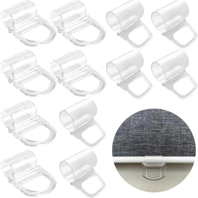 12 Pack Roller Shades Pull Down Clips Cordless Pleated Window Shades Handle Window Shade Pulls Blinds Shades Lifting Transparent Handle Window Shades Clamp for Home Rolling Curtain Accessories.