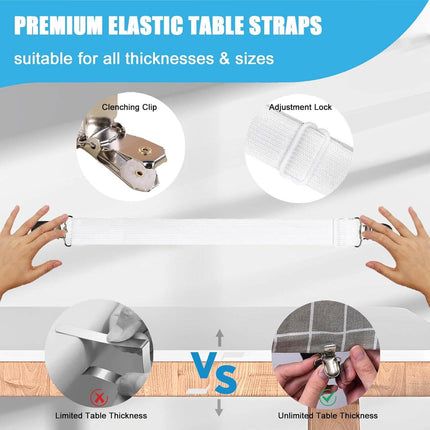 Table Cloth Holder Clips Hidden Strap 5 Pack, Adjustable Elasticity Picnic Tablecloth Clip Indoor Outdoor Large Clamp for Thick Tables Bench Cover Party Restaurant Camping RV Essential Accessories.