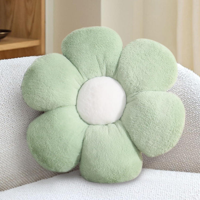 Green Flower Pillow-Daisy Pillows Decorative Throw Pillows,15.7In Cute Flower Shaped Pillow for Bed & Classroom, Fun Throw Pillows Floor Cushions for Home Sofa Chair Couch Decor.