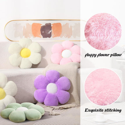 Green Flower Pillow-Daisy Pillows Decorative Throw Pillows,15.7In Cute Flower Shaped Pillow for Bed & Classroom, Fun Throw Pillows Floor Cushions for Home Sofa Chair Couch Decor.